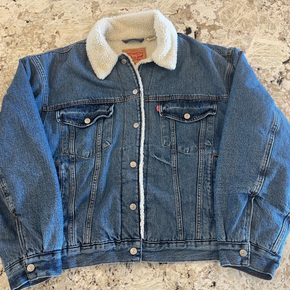 Levi’s Women's Original Denim Trucker with Sherpa Lining Large Warm Lined - Picture 1 of 6